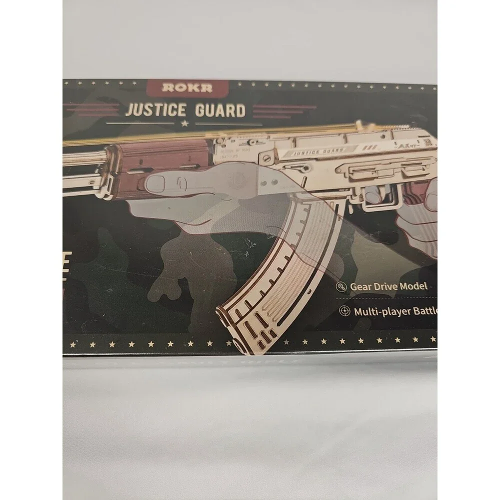 ROKR Justice Guard AK-47 Rubber Band Rifle 3D Wooden Model Kit New